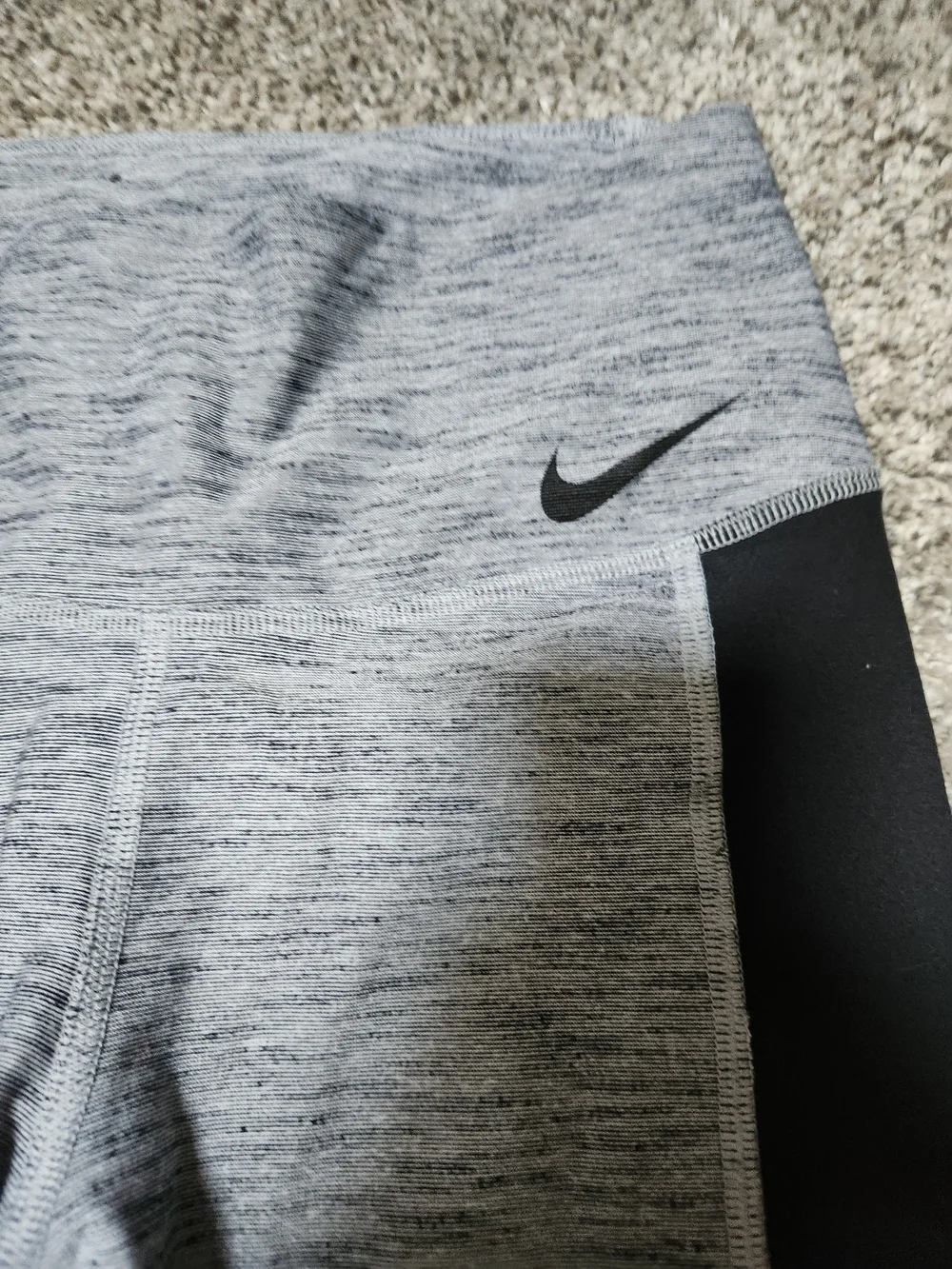 Nike Girls Gray and Black Panel Leggings